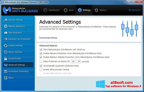 צילום מסך Malwarebytes Anti-Malware Windows 8
