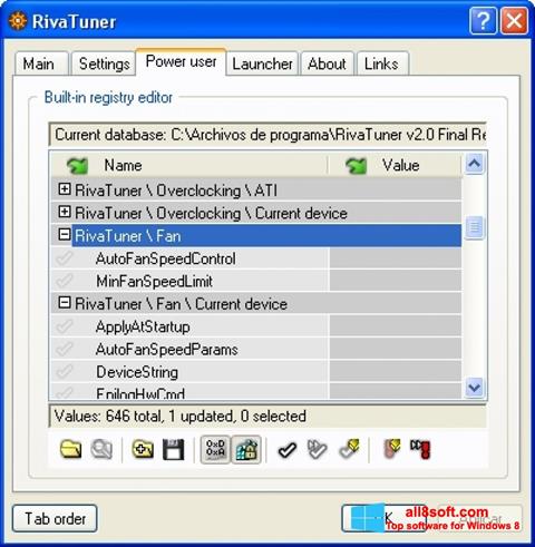 צילום מסך RivaTuner Windows 8