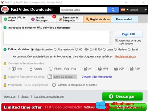 צילום מסך Fast Video Downloader Windows 8
