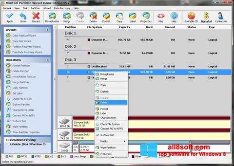 צילום מסך MiniTool Partition Wizard Windows 8