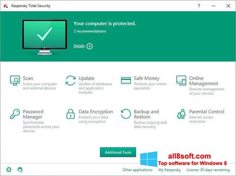 צילום מסך Kaspersky Total Security Windows 8