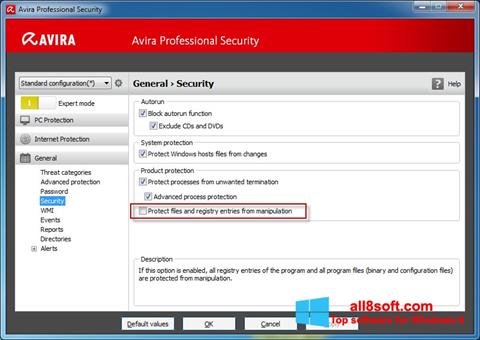 צילום מסך Avira Professional Security Windows 8