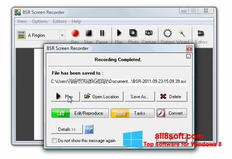 צילום מסך BSR Screen Recorder Windows 8