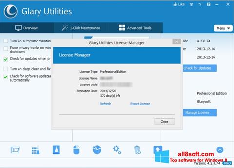צילום מסך Glary Utilities Windows 8