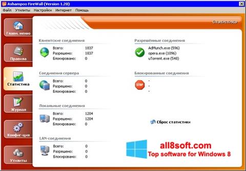 צילום מסך Ashampoo Firewall Windows 8