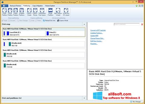 צילום מסך Paragon Partition Manager Windows 8
