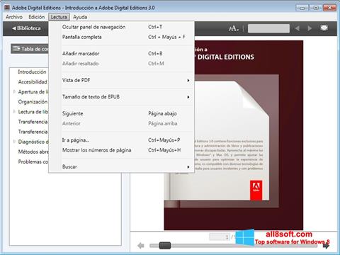 צילום מסך Adobe Digital Editions Windows 8