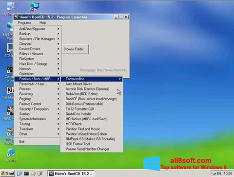 צילום מסך Hirens Boot CD Windows 8