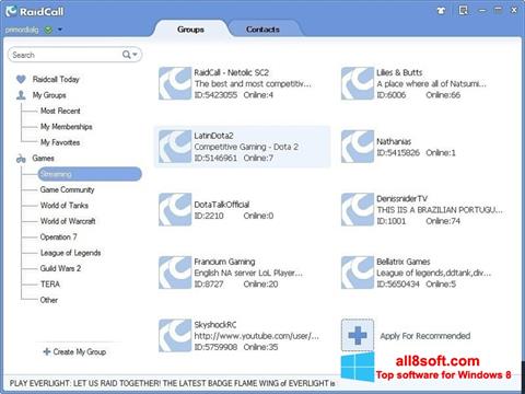 צילום מסך RaidCall Windows 8