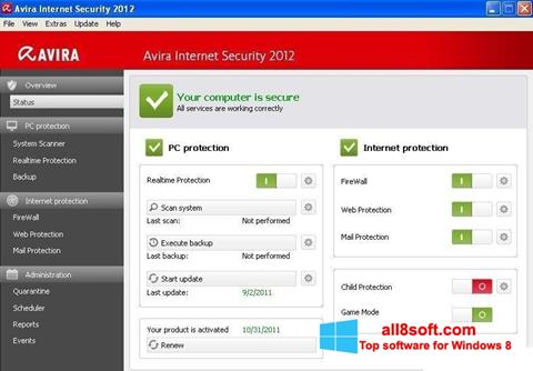 צילום מסך Avira Internet Security Windows 8