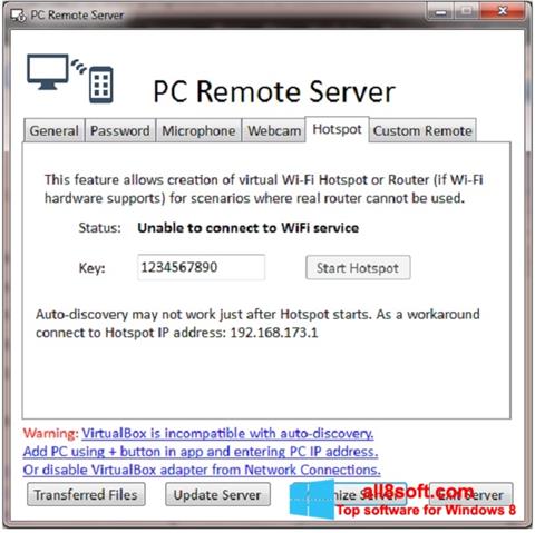 צילום מסך PC Remote Server Windows 8