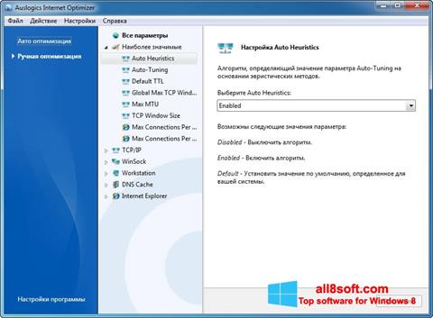 צילום מסך Auslogics Internet Optimizer Windows 8