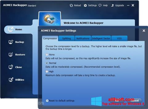 צילום מסך AOMEI Backupper Windows 8