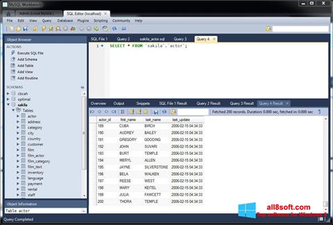 צילום מסך MySQL Workbench Windows 8
