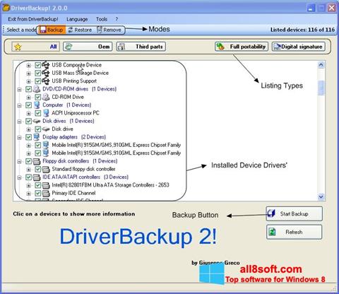 צילום מסך Driver Backup Windows 8