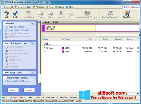 צילום מסך EASEUS Partition Master Windows 8